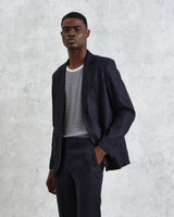wax london men's Fintry - Midnight Navy Linen Blazer