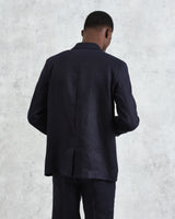 wax london men's Fintry - Midnight Navy Linen Blazer