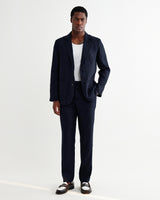 Fintry - Navy Linen Single-Breasted Blazer