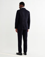 wax london men's Fintry - Navy Linen Single-Breasted Blazer