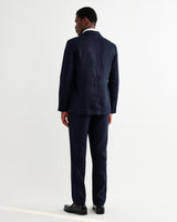 Fintry - Navy Linen Single-Breasted Blazer