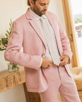 wax london men's Fintry - Pale Pink Linen Blazer