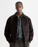 wax london men's Fitzroy - Dark Brown Leather Flight Jacket
