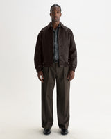 wax london men's Fitzroy - Dark Brown Leather Flight Jacket