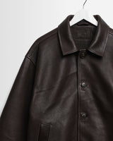 wax london men's Fitzroy - Dark Brown Leather Flight Jacket