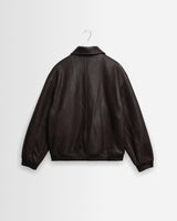 wax london men's Fitzroy - Dark Brown Leather Flight Jacket
