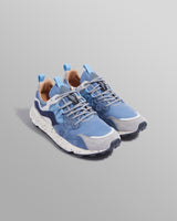 wax london men's Flower Mountain - Blue Suede And Technical Fabric Trainers