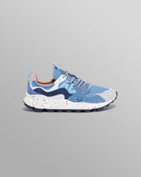 wax london men's Flower Mountain - Blue Suede And Technical Fabric Trainers