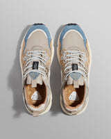 wax london men's Flower Mountain YAMANO 3 - Grey And Blue Suede And Nylon-Ripstop Trainers