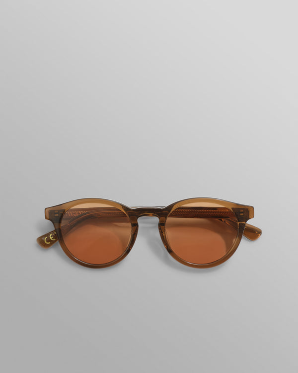 wax london men's Fulham - Treacle Brown Acetate Round Sunglasses