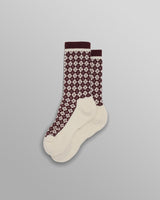 wax london men's Galway - Burgundy And Ecru Argyle Socks