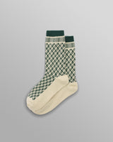 wax london men's Galway - Green Jacquard Chunky Sock