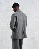 wax london men's Gekko - Charcoal Grey Pinstripe Wool Blazer