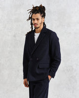 wax london men's Gekko - Navy Pinstripe Wool Blazer