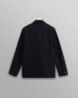 wax london men's Gekko - Navy Pinstripe Wool Blazer