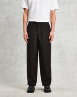 wax london men's Glencoe - Black Slub Weave Trousers