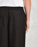 wax london men's Glencoe - Black Slub Weave Trousers