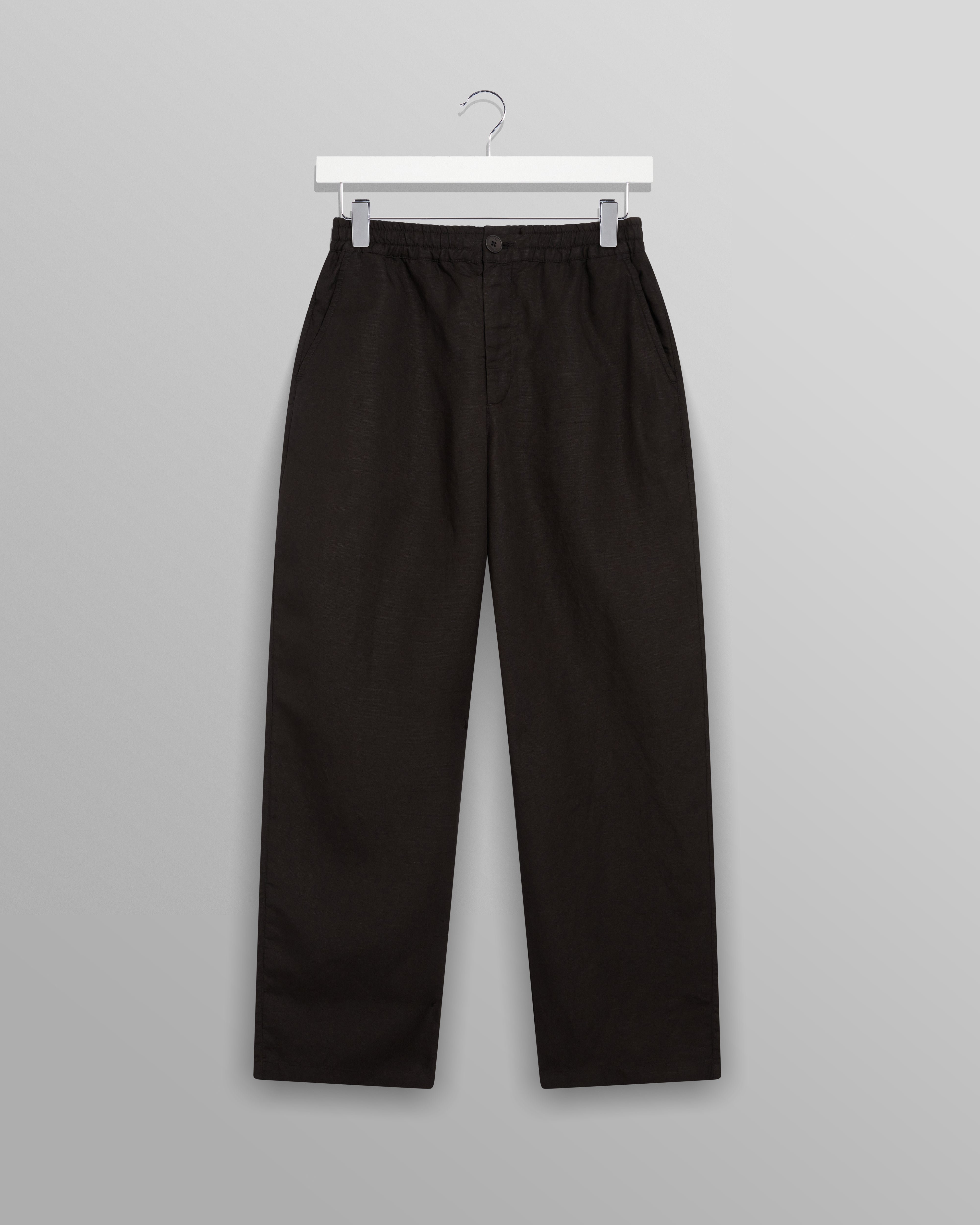 wax london men's Glencoe - Black Slub Weave Trousers