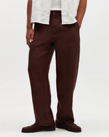 Glencoe - Brown Washed Linen Loose Fit Trousers