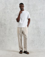 wax london men's Glencoe - Washed Beige Linen Trousers