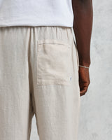 wax london men's Glencoe - Washed Beige Linen Trousers