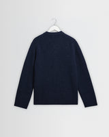 wax london men's Granby - Navy Ribbed Wool Cardigan