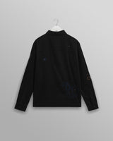 wax london men's Halcomb - Black And Multicolour Applique Corduroy Shirt