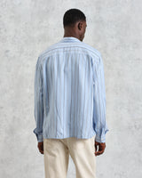 wax london men's Halcomb - Blue Stripe Viscose Shirt