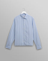 wax london men's Halcomb - Blue Stripe Viscose Shirt