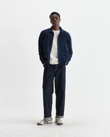 wax london men's Halcomb - Navy Herringbone Cotton Applique Shirt