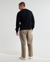 wax london men's Halton - Black Waffle Long-Sleeve Henley T-Shirt