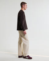 wax london men's Halton - Dark Brown Waffle Long-Sleeve Henley T-Shirt