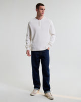wax london men's Halton - Ecru Waffle Long-Sleeve Henley T-Shirt