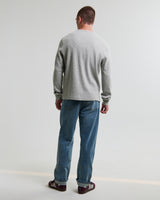 wax london men's Halton - Grey Waffle Long-Sleeve Henley T-Shirt