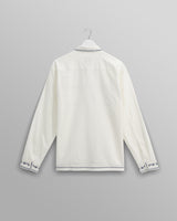 wax london men's Haven - Ecru And Blue Embroidered Shirt