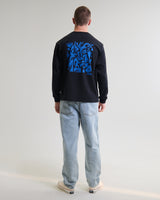 wax london men's Hayden - Black And Blue 90s Doodle Graphic Cotton T-Shirt