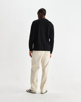 wax london men's Hayden - Black Textured Organic Cotton Long Sleeve T-Shirt