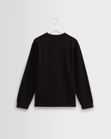 wax london men's Hayden - Black Textured Organic Cotton Long Sleeve T-Shirt