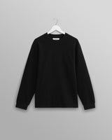 wax london men's Hayden - Black Textured Organic Cotton Long Sleeve T-Shirt
