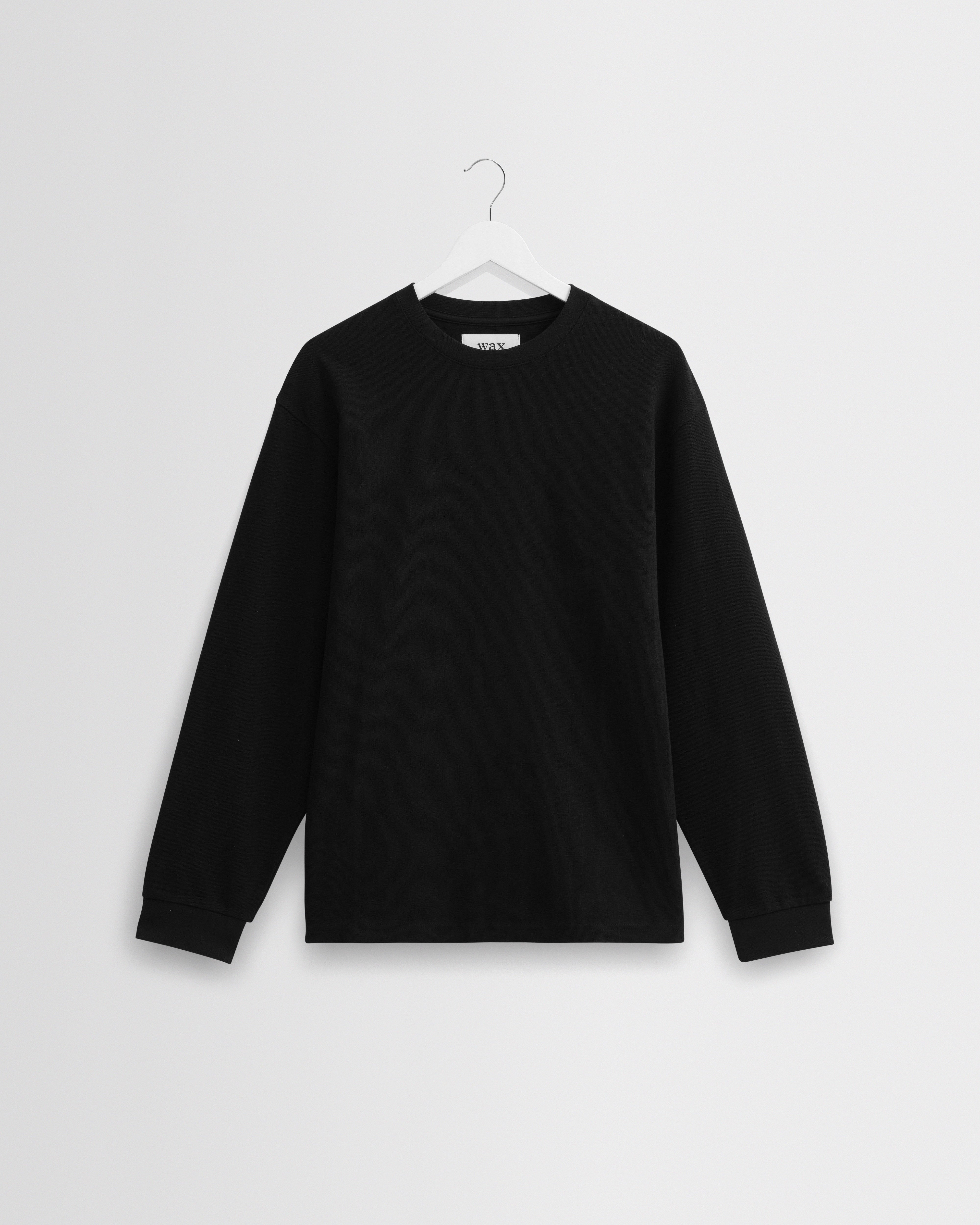 Men's Black Textured Organic Cotton T-Shirt | Wax London