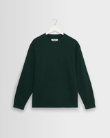 wax london men's Hayden - Bottle Green Textured Organic Cotton Long Sleeve T-Shirt