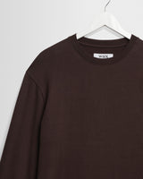 wax london men's Hayden - Dark Brown Emorised Cotton Long-Sleeve T-Shirt