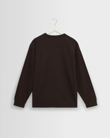 wax london men's Hayden - Dark Brown Textured Organic Cotton Long Sleeve T-Shirt
