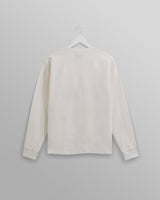 wax london men's Hayden - Ecru Textured Organic Cotton Long Sleeve T-Shirt