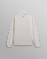 wax london men's Hayden - Ecru Textured Organic Cotton Long Sleeve T-Shirt