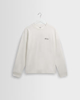 wax london men's Hayden - Off-White Leaf Embroidery Long-Sleeve T-Shirt