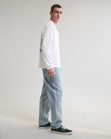 wax london men's Hayden - White And Green Botanical Graphic Cotton T-Shirt