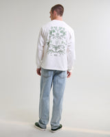 wax london men's Hayden - White And Green Botanical Graphic Cotton T-Shirt