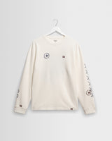 wax london men's Hayden - White And Multicolour Graphic Cotton Long-Sleeve T-Shirt