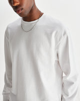 wax london men's Hayden - White Textured Organic Cotton Long Sleeve T-Shirt
